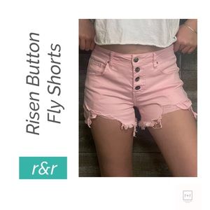 R&R Pink Button Fly Jean Shorts
